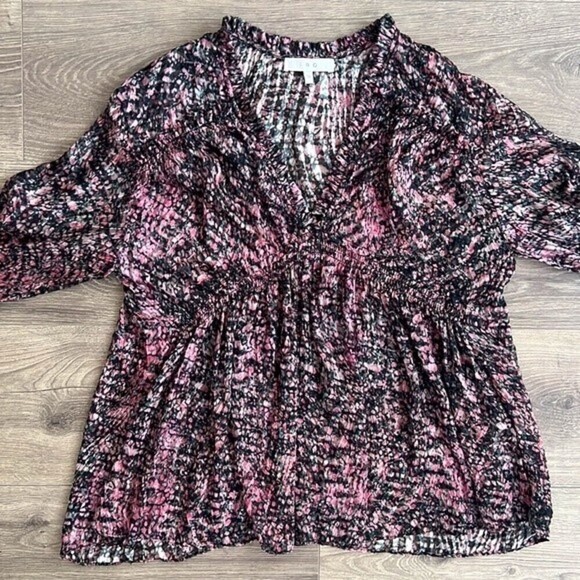 IRO Eleen Sheer Blouse Black & Pink Spotted Silk Blend Women's 36 / Small - Picture 7 of 12